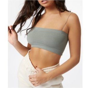 Ribbed seamless Bungee Strap Bandeau cropped Top